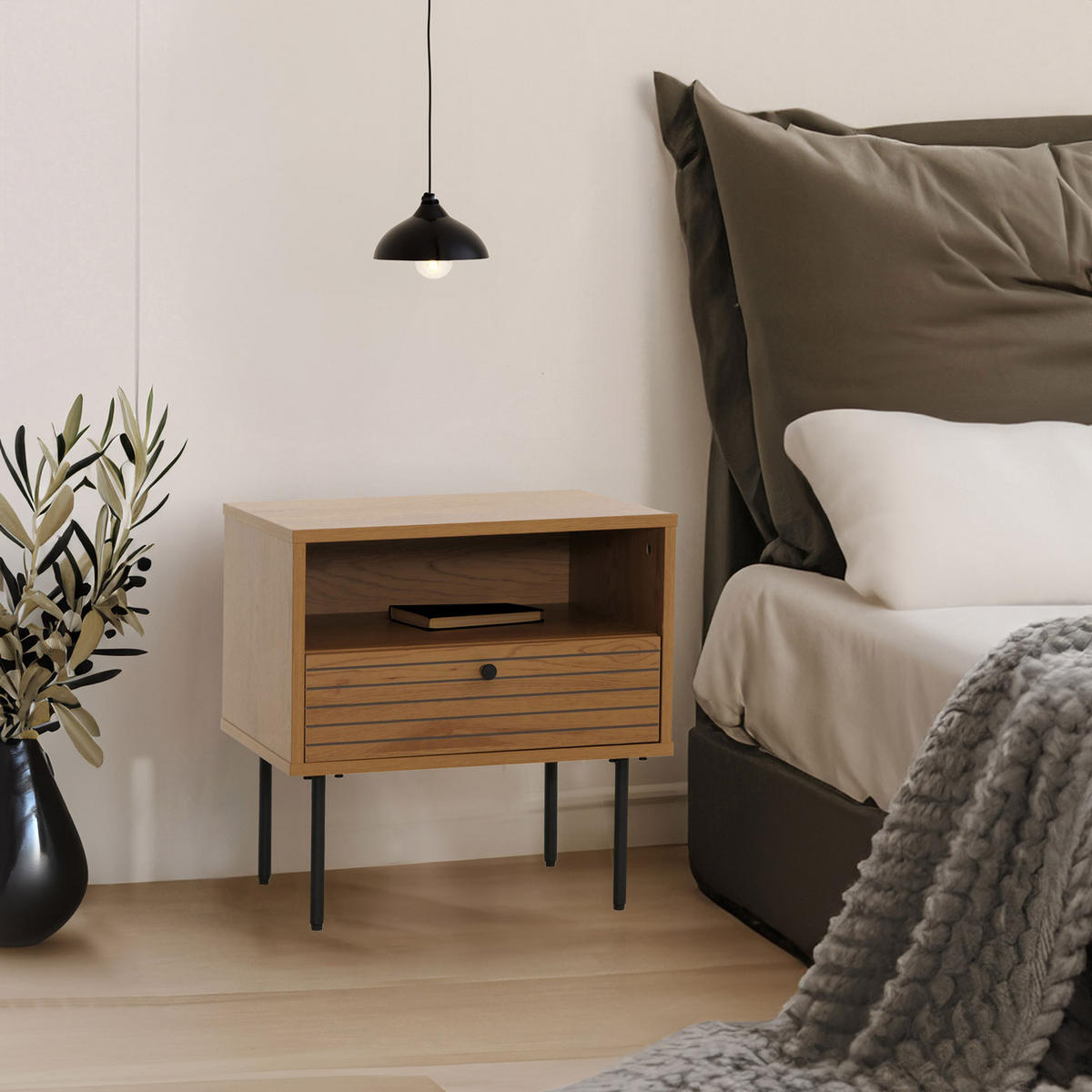 NACHTTISCH rechteckig Braun - Braun, Holz (50/50/40cm) - MCW