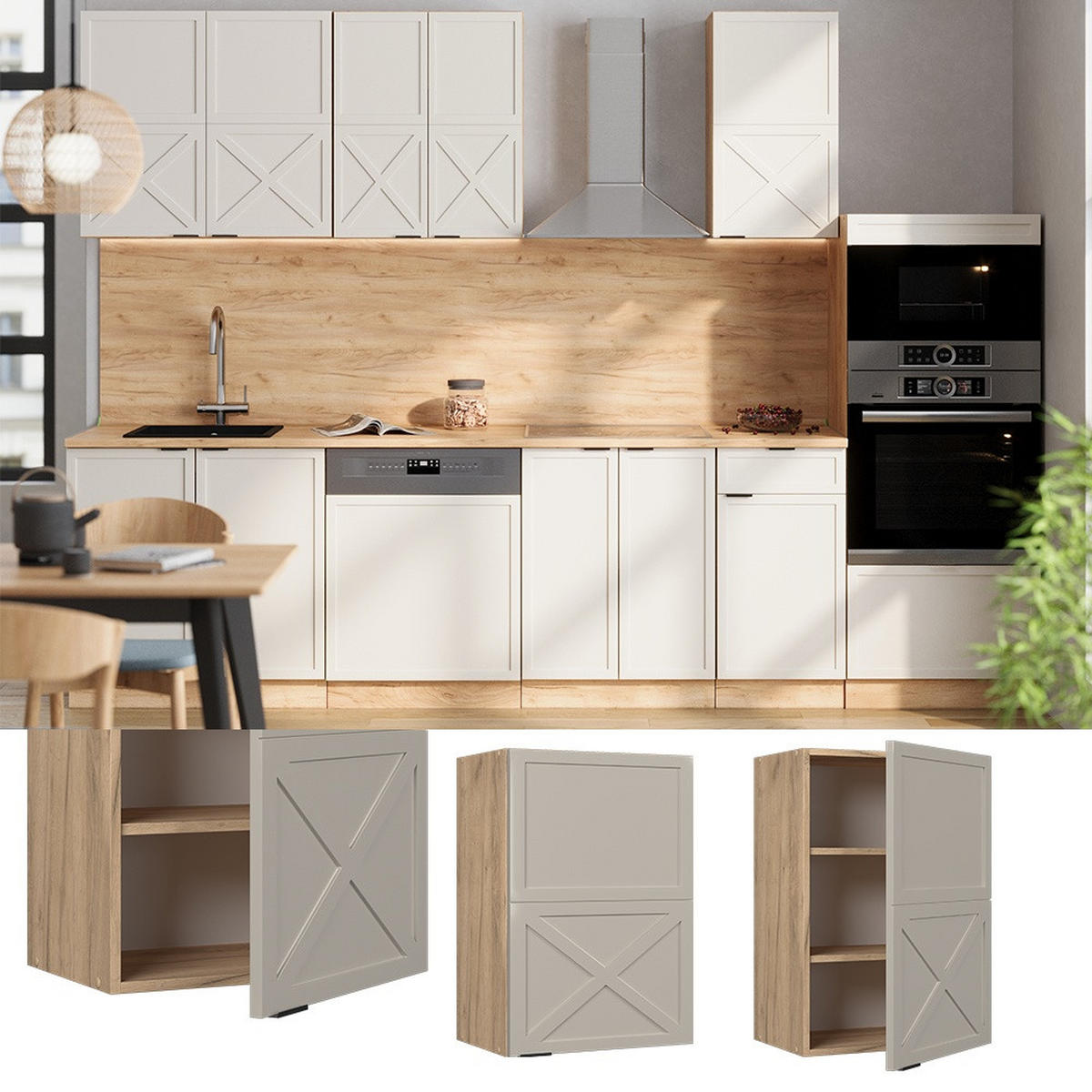HÄNGESCHRANK Fame-Line GrauBeige 50 cm - Honigeiche/Grau, Holzwerkstoff (50/72/34.1cm) - Vicco