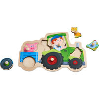 GREIFPUZZLE Lustige Traktorfahrt, ab 12 Monaten - Multicolor, Naturmaterialien (19.9/2/30.3cm) - Haba