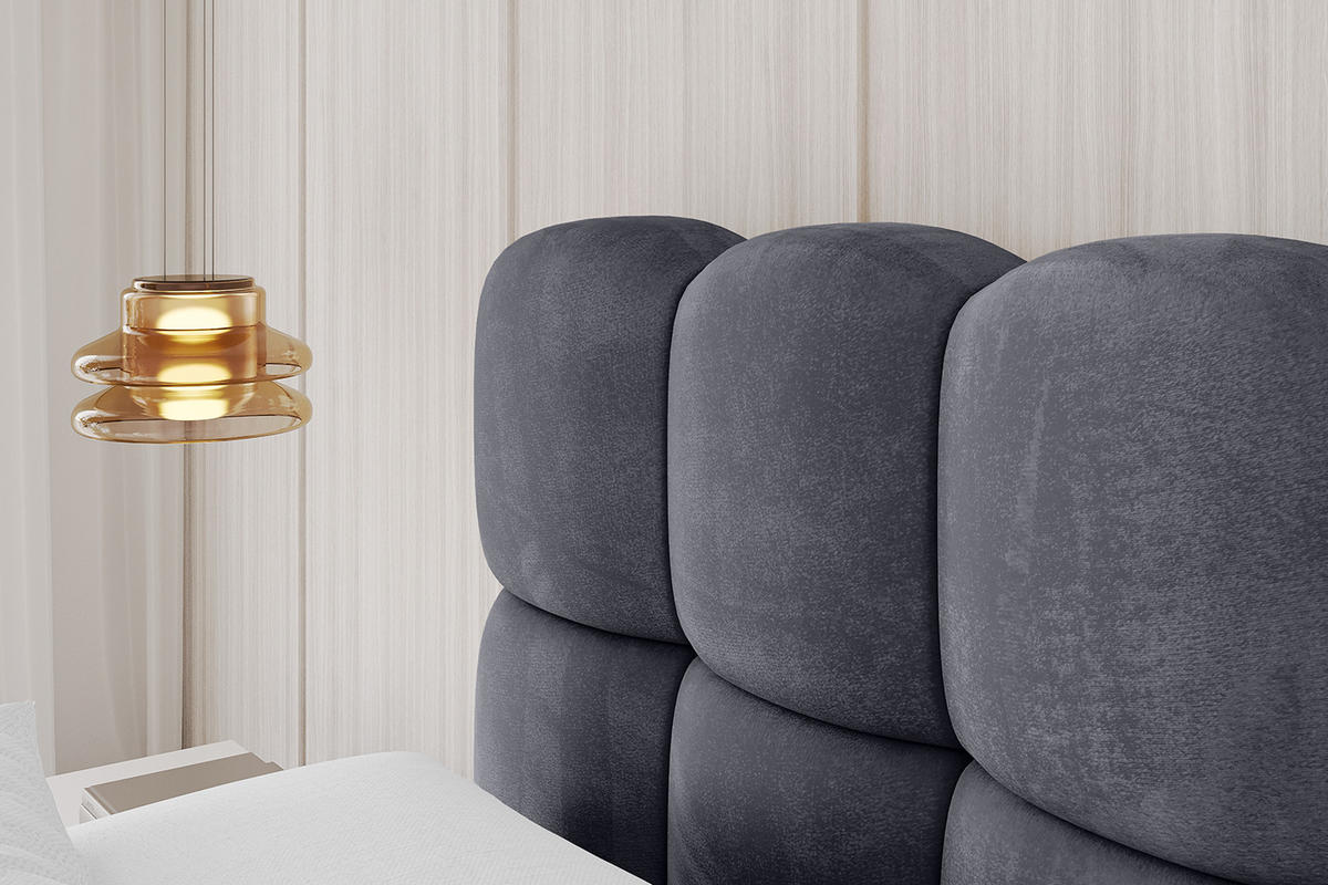 POLSTERBETT mit Bettkasten, Fußteil und Lattenrost, Bett mit Matratze H3/H4 - LEYA-Z 120x200 Dunkelgrau - Dunkelgrau, Holzwerkstoff/Textil (120/200cm) - ALTDECOR