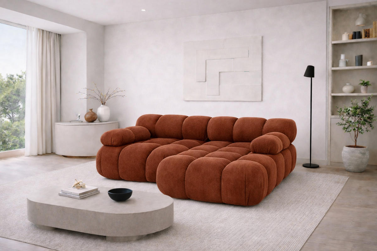 ECKSOFA L-form Mini Modular, Veloursstoff Salvador, Braun, Rechts, Selia - Braun, Holz (190/160cm) - Kaiser Möbel