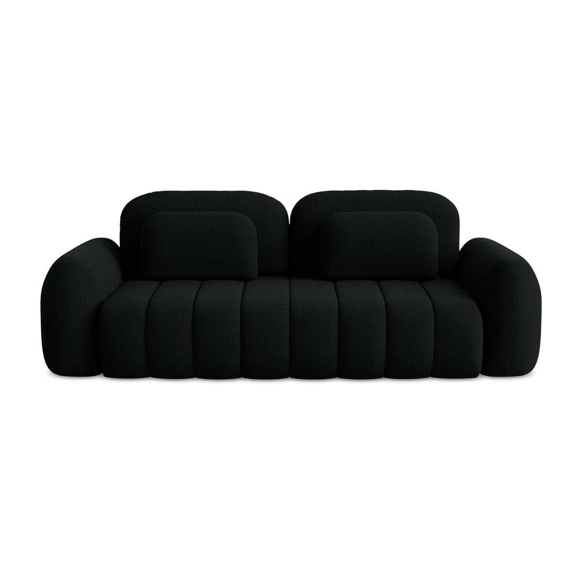 3-SITZER SOFA mit Schlaffunktion Bouclé Stoff Schwarz - Schwarz, Holzwerkstoff/Kunststoff (266/95/121cm) - LaMiaSofa