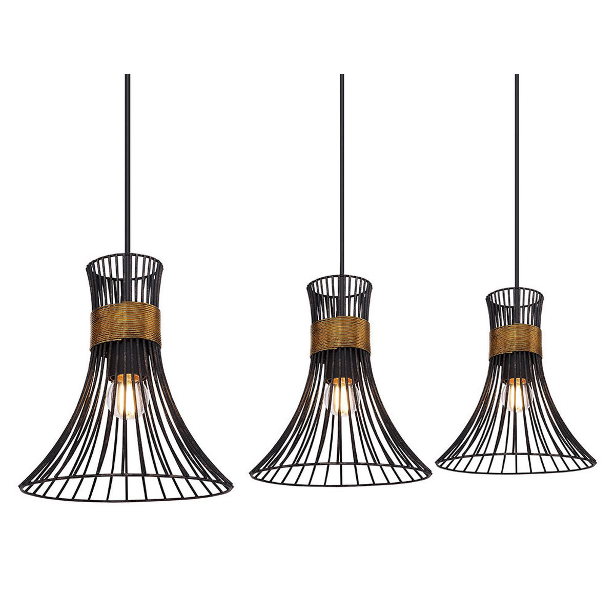 LED HÄNGELEUCHTE Stäbe Schwarz Gold - Schwarz, Metall (80/22/120cm) - Globo Lighting