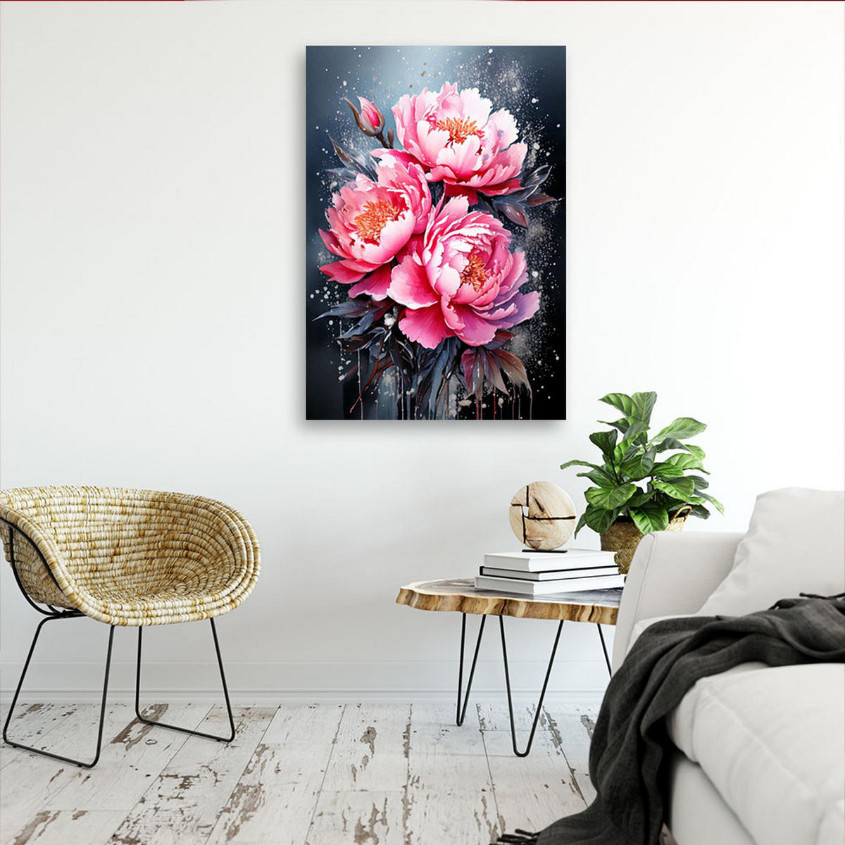 LEINWANDBILD Blumen 60x90cm - Rosa, Textil (60/90cm) - Feeby