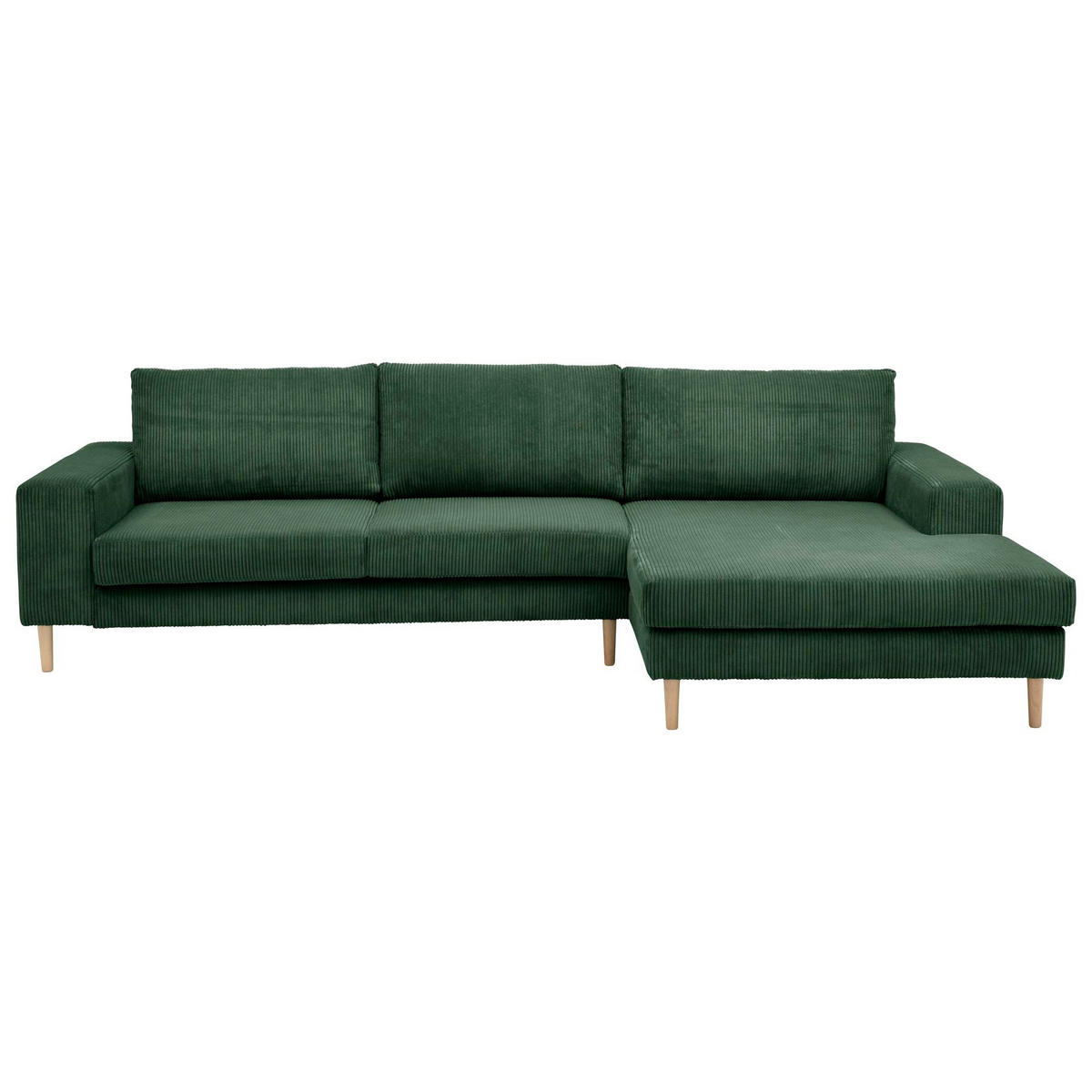 SOFA mit Longchair rechts Kaylynn Cordstoff dunkelgrün - Dunkelgrün, Kunststoff (175/294cm) - 58aufmkessel
