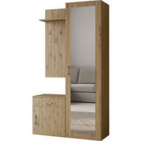 GARDEROBE Talia mit Spiegel, universell montierbar, 100/180/35 cm Eiche Artisan - Braun/Eiche Artisan, Holzwerkstoff (100/180.5/35cm) - WFL GROUP
