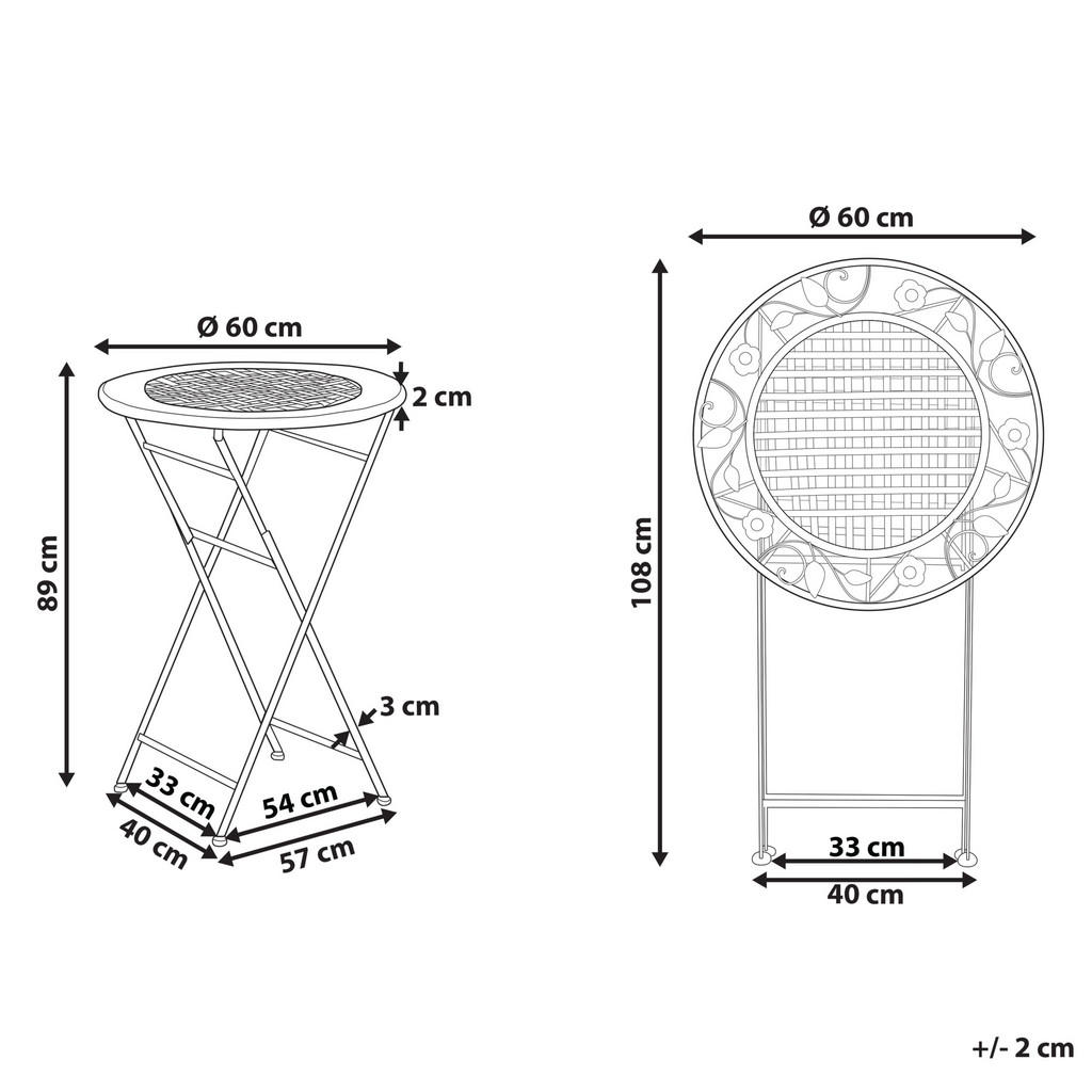 Thumbnail - Beliani Garten-Bartisch, Grün, Metall, Rund, 60x89x60 cm, Gartenmöbel, Gartentische, Gartentische