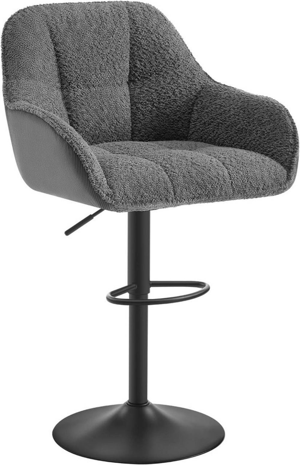 BARHOCKER gepolstert, Chenille, Cord, Dunkelgrau - Dunkelgrau/Schwarz, Kunststoff/Textil (52/87/50cm) - Woltu