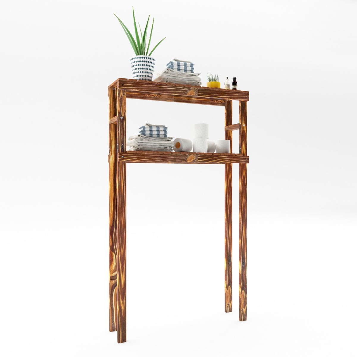BADEZIMMERREGAL Kinnula - Dunkelbraun, Holz (70/120/20cm) - [en.casa]