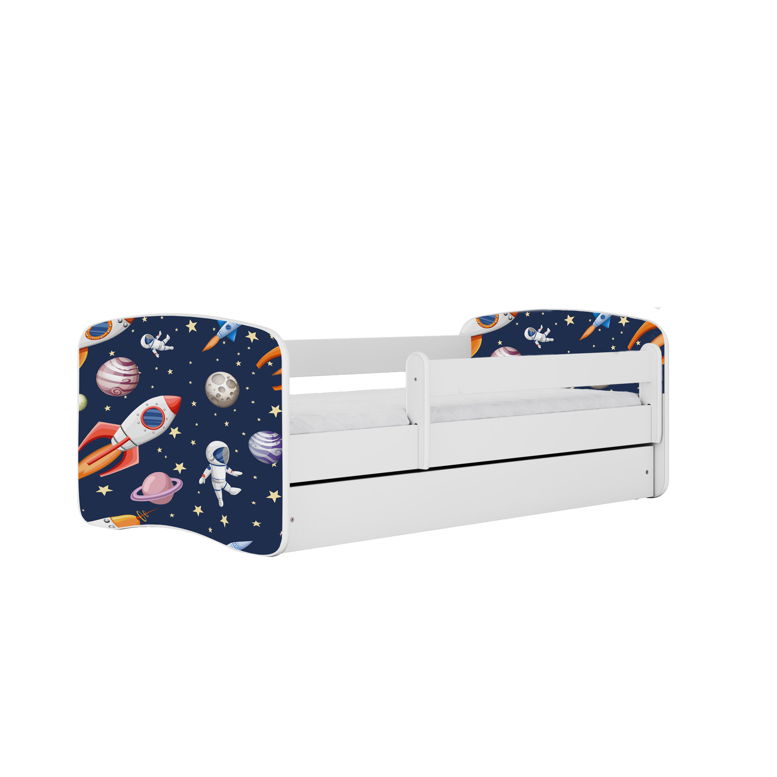 KINDERBETT Kosmos mit Schublade 180/80 90/61/184 - Weiß, Holzwerkstoff (80/180cm) - RAUMHIRSCH FURNITURE