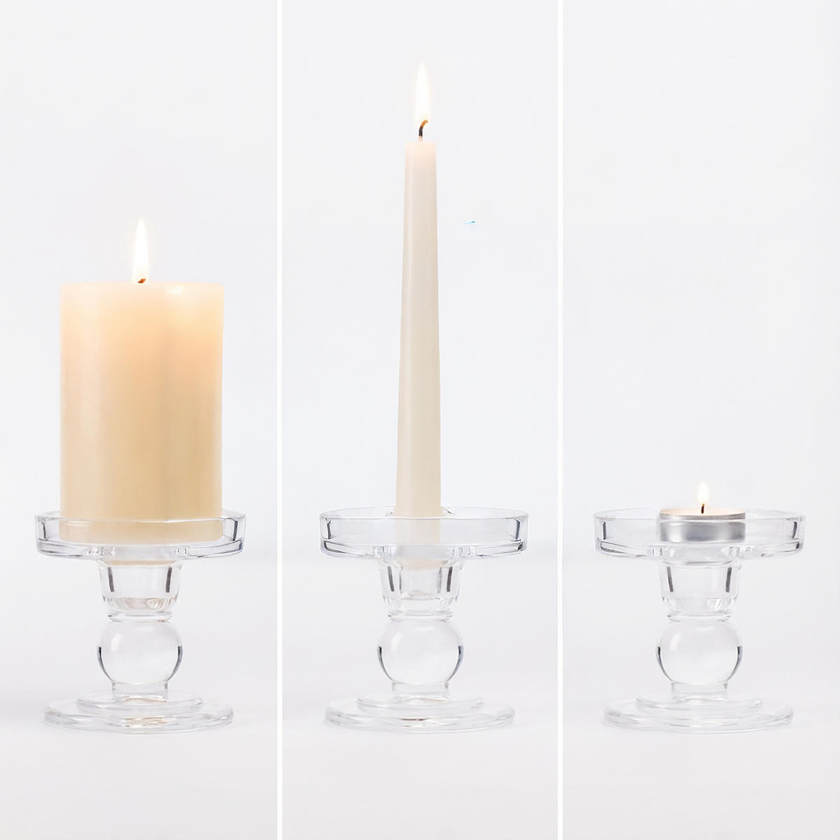 2XKERZENHALTER - Transparent, Glas (8.5/8.5/8.5cm) - Relaxdays