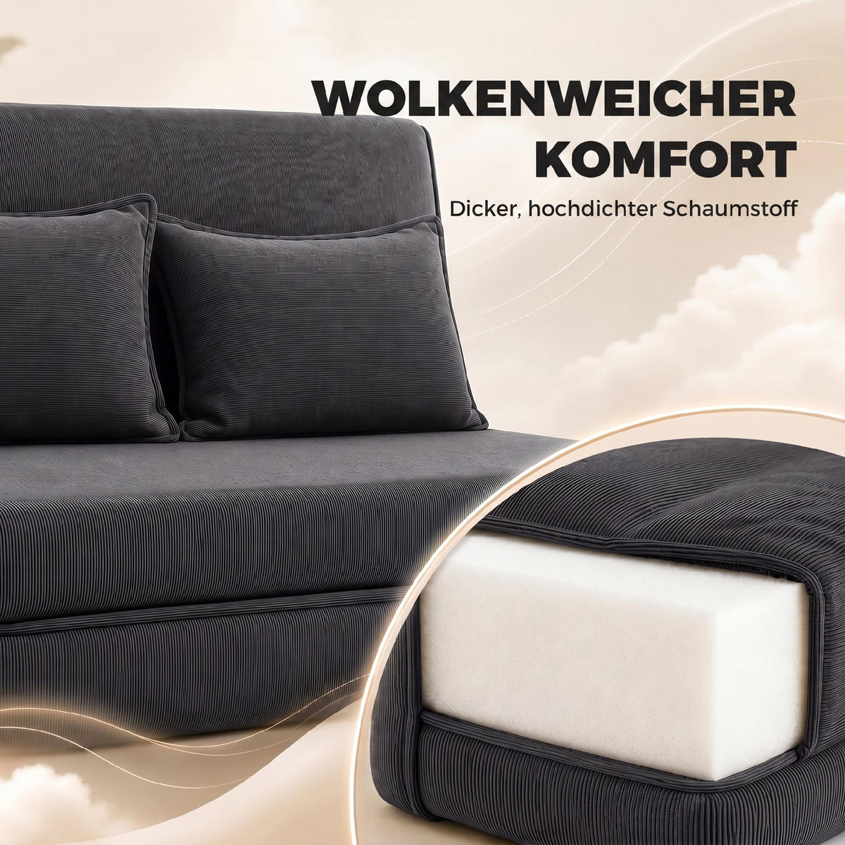 BODENSTUHL Polyester Dunkelgrau - Dunkelgrau, Textil (208/13/135cm) - HOMCOM