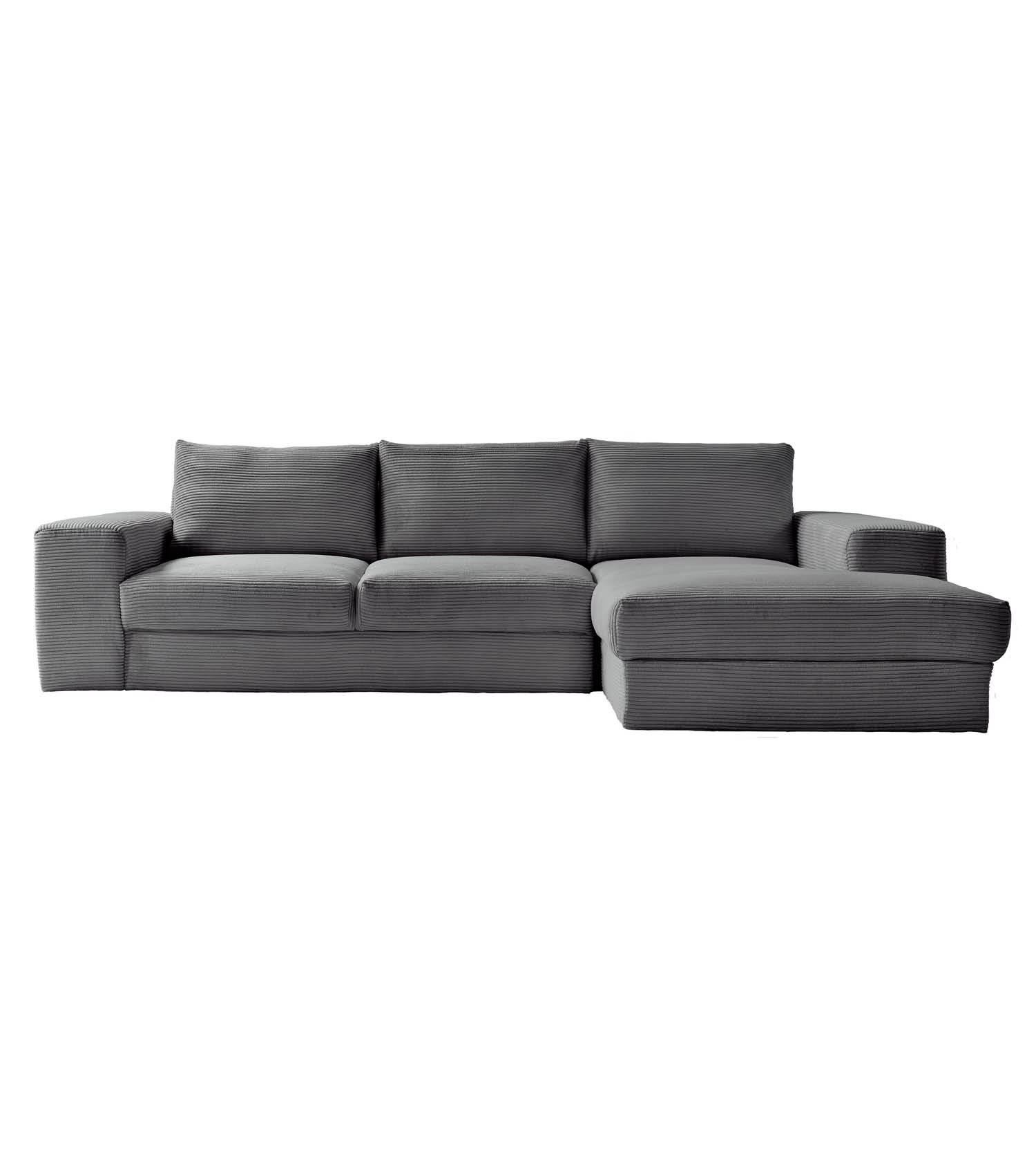 ECKSOFA Der Klassiker Recamiere rechts - Anthrazit, Textil (280/190cm) - Mokebo
