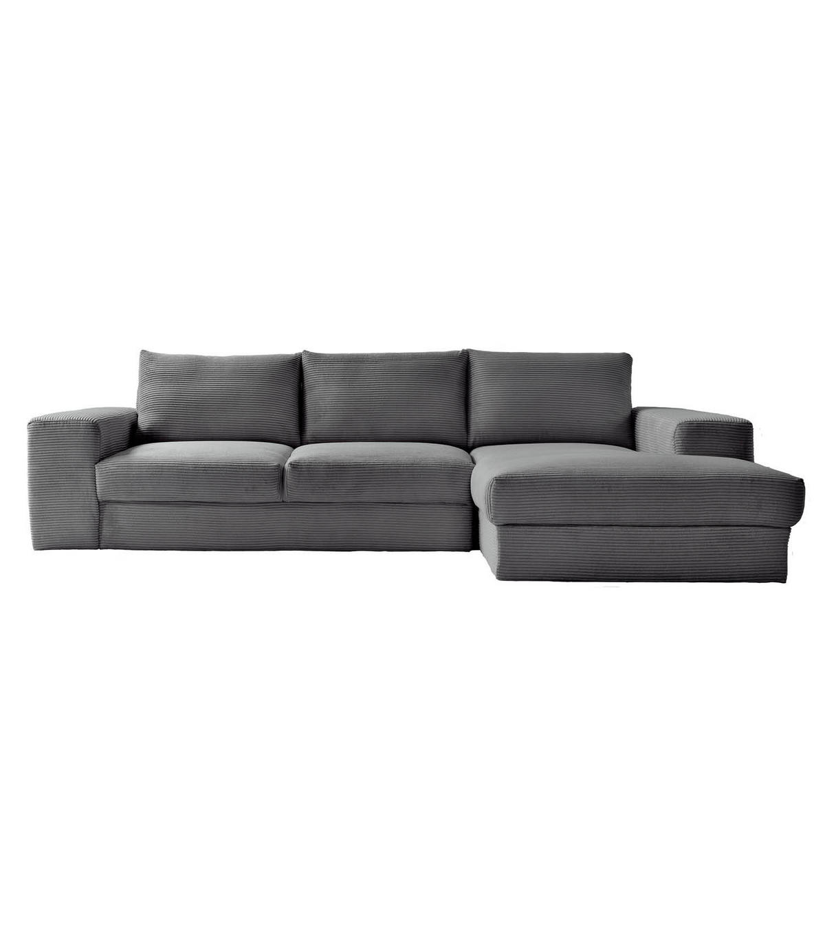 ECKSOFA Der Klassiker Recamiere rechts - Anthrazit, Textil (280/190cm) - Mokebo