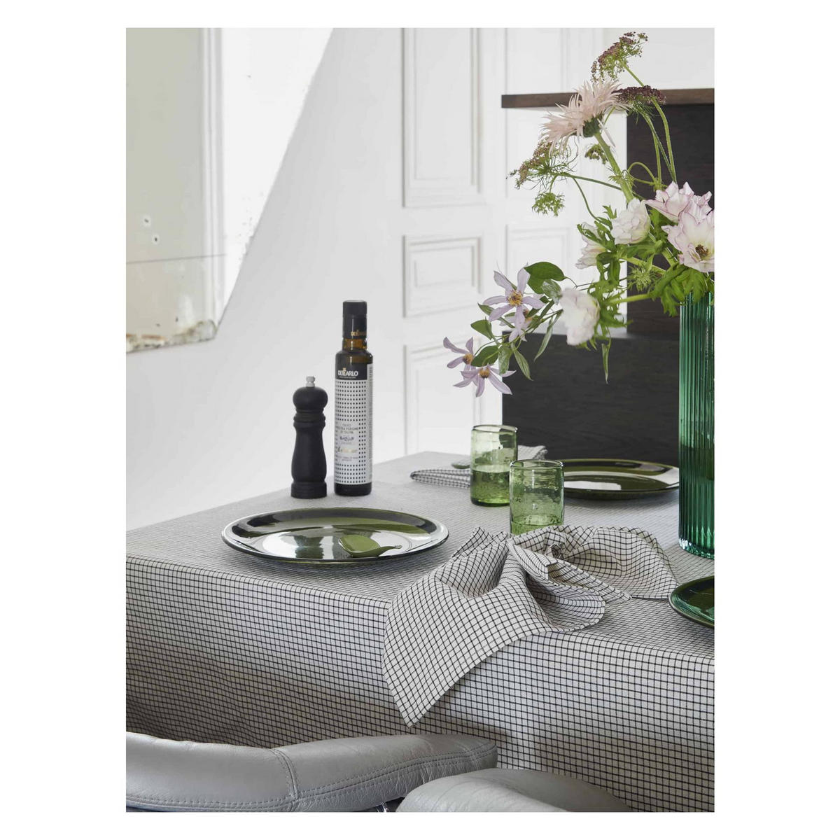 TISCHDECKE Gustave gustave caviar 160 x 350 cm - Grau, Textil (160/350cm)