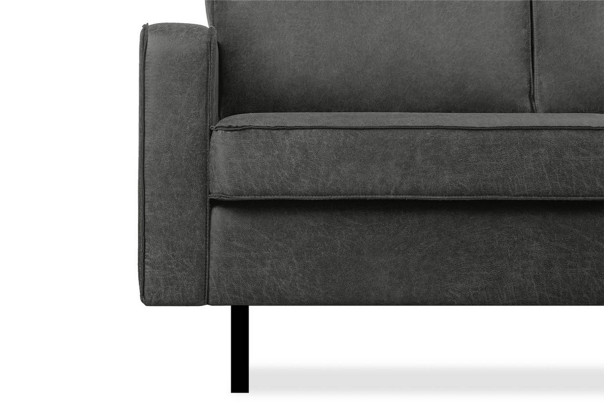 ECKSOFA-RECHTS INVIA mit Armlehnen vintage, Lederoptik-Stoff, dunkelgrau - Dunkelgrau/Schwarz, Textil (234/160cm) - KONSIMO®
