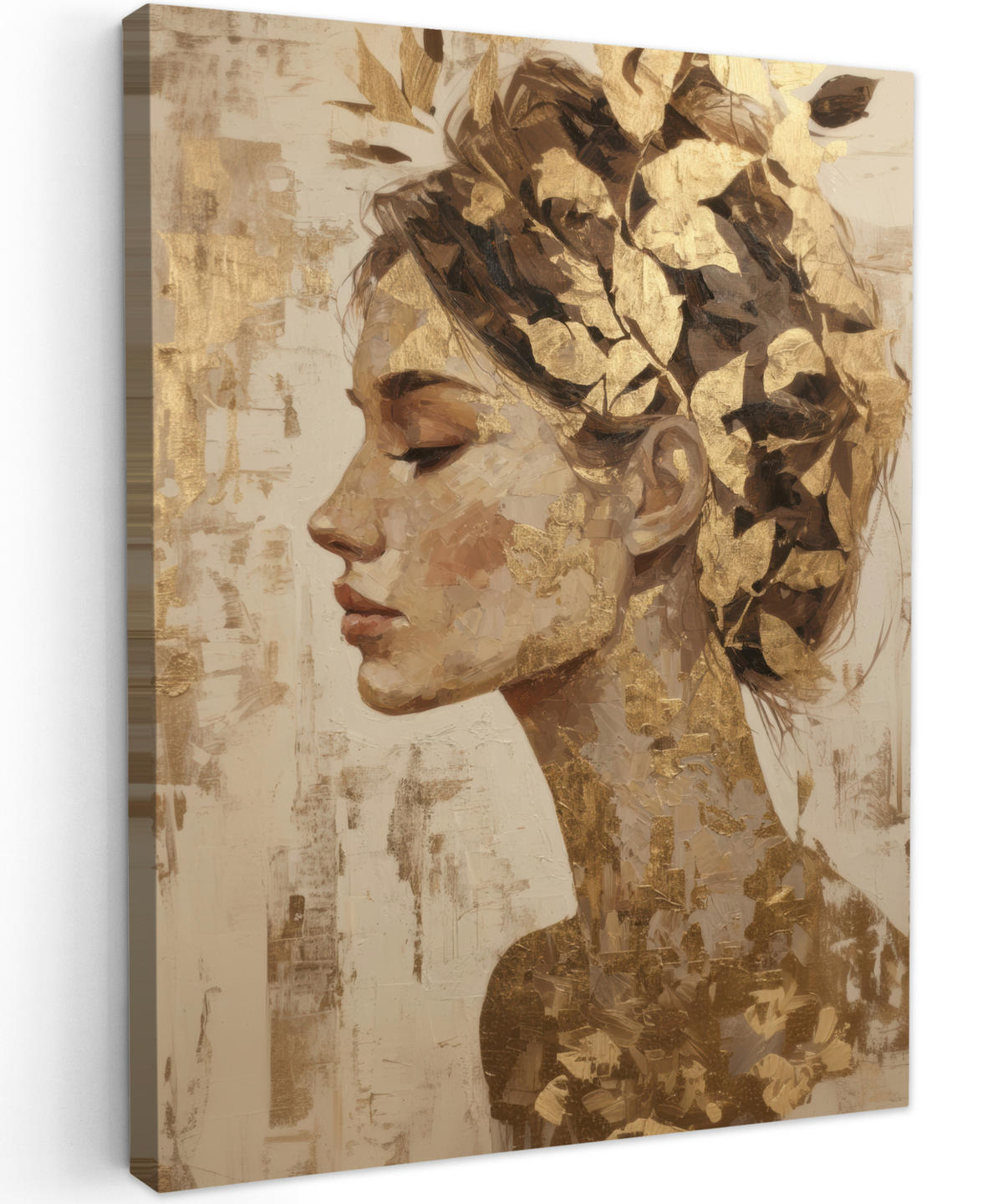 LEINWANDBILD Frau - Gold - Abstrakt - Textur Room Decor 30x40 cm - Goldfarben, Textil (30/40cm) - MuchoWow