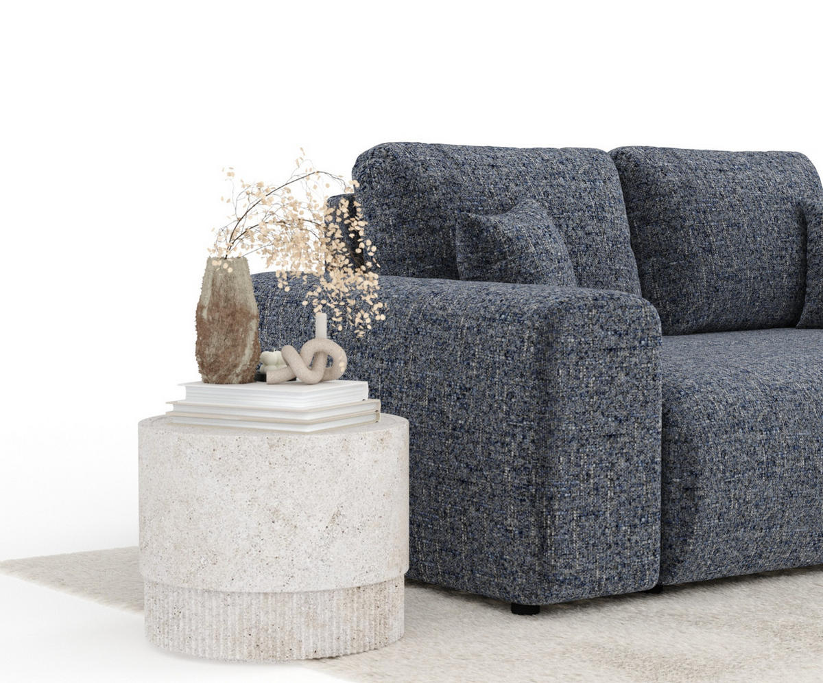 2-SITZER-SOFA Zanzibar Marineblau Webstoff - Schwarz/Dunkelblau, Holz/Holzwerkstoff (178/79/108cm) - Maison de Reve