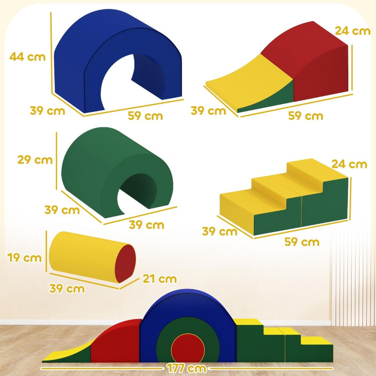 KONSTRUKTIONSSPIELZEUG Bausteine - Blau, Leder (39/44/181cm) - Korfee