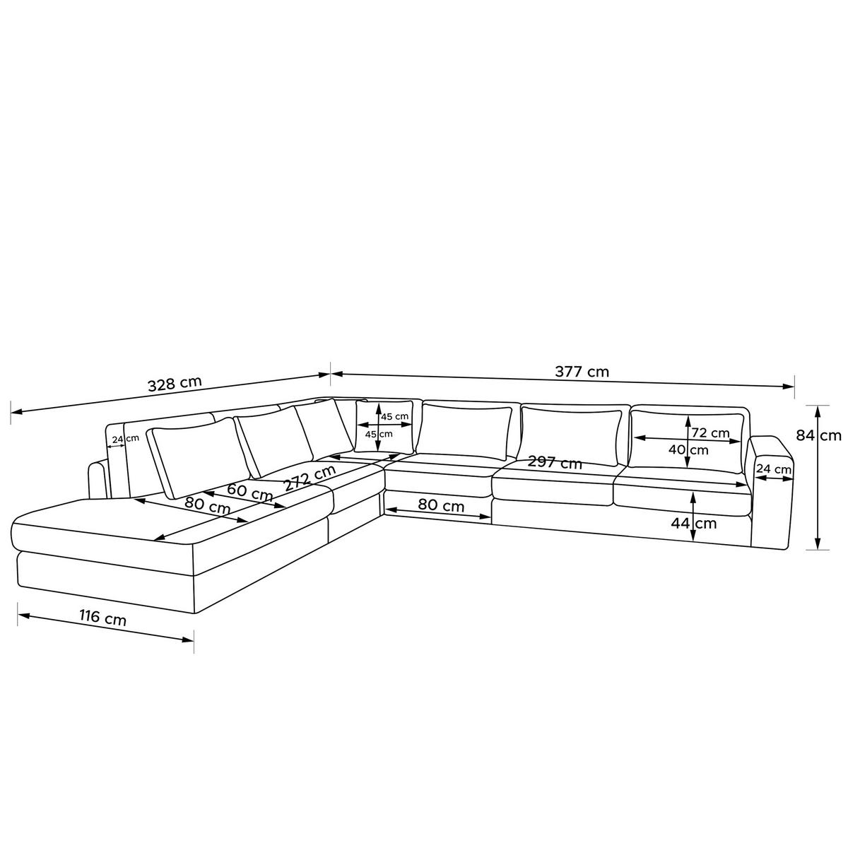 ECKSOFA XL links VERUS - Rot, Holz/Holzwerkstoff (377/328cm) - KONSIMO®