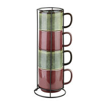 BECHER Evie 4er Set Grün 15/15/36 cm Porzellan - Grün, Keramik (15/36/15cm) - Mondex