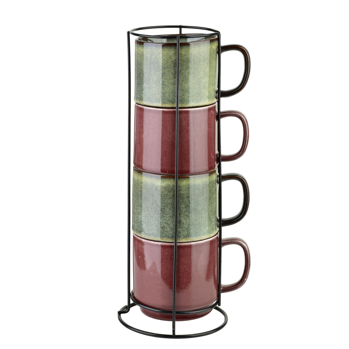 BECHER Evie 4er Set Grün 15/15/36 cm Porzellan - Grün, Keramik (15/36/15cm) - Mondex