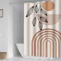 DUSCHVORHANG Weiß Boho Polyester Blätter Muster Kunst modern wasserdicht schimmelresistent waschbar mit Ringen - Multicolor, Textil (180/180cm) - MCBOSON