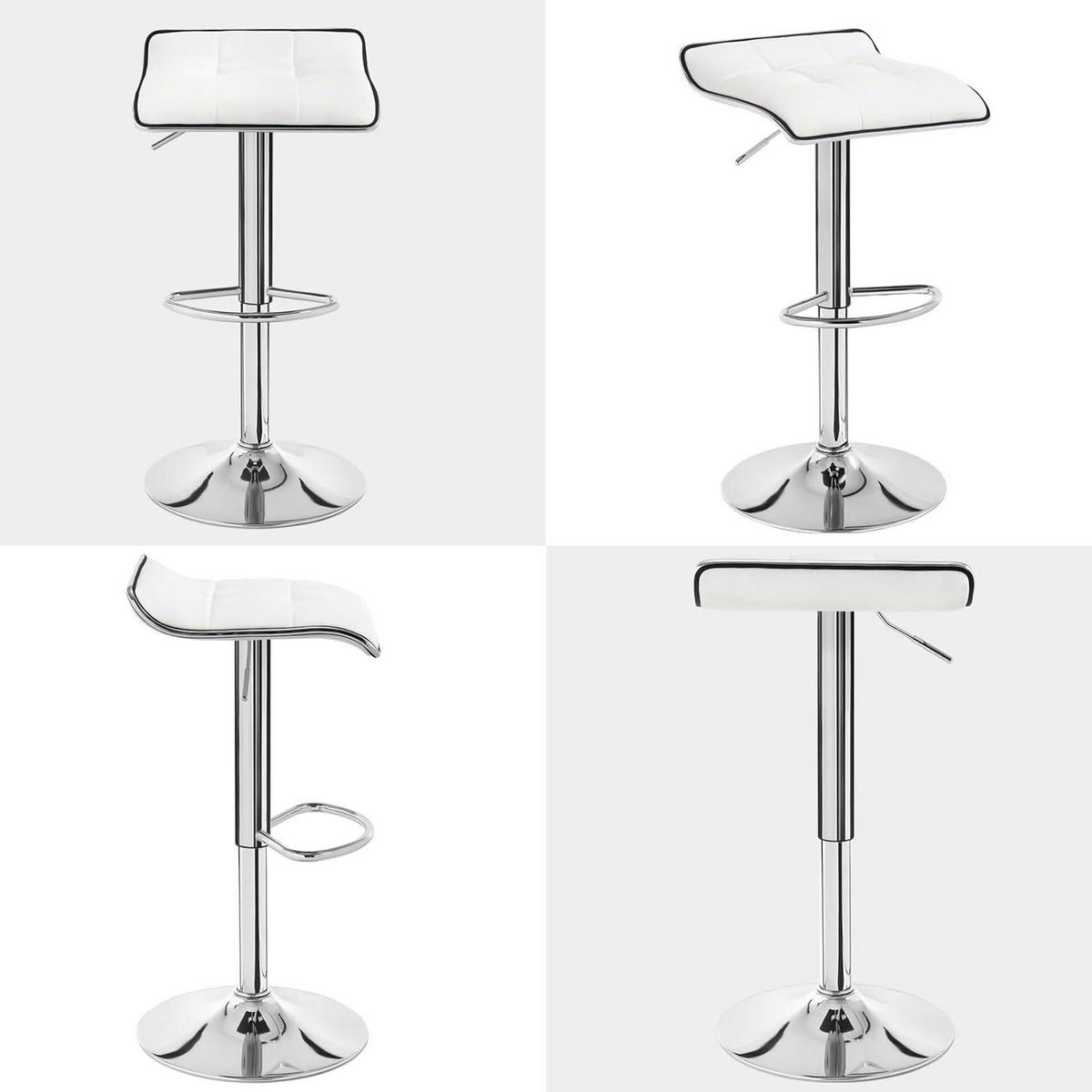 BARHOCKER 2er Set, aus PU-Kunstleder Metall - Weiß, Metall (39/83/39cm) - Woltu