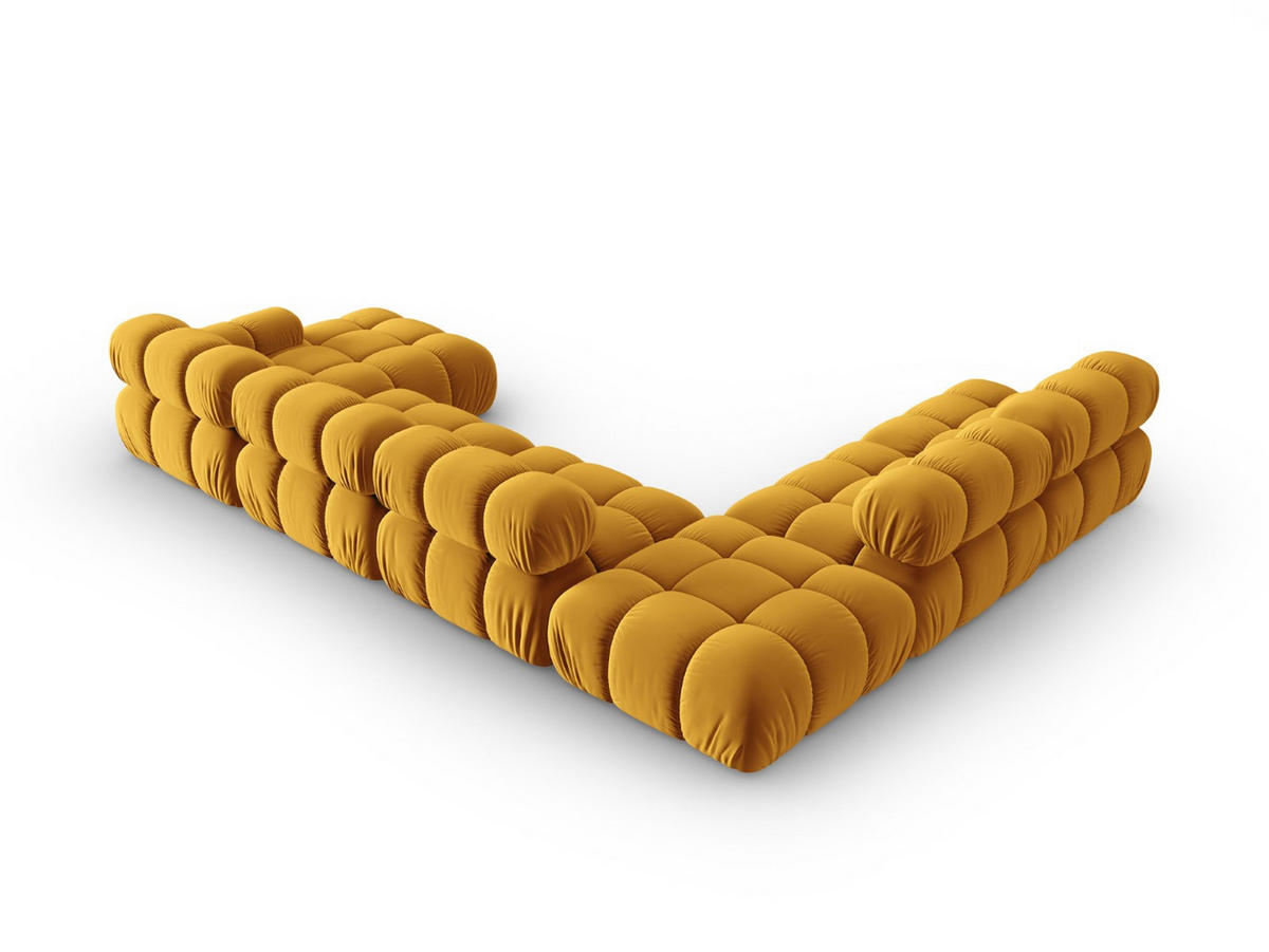 MODULARES-PANORAMASOFA links Bellis aus Samt gelb 7 Sitzplätze - Gelb, Textil (282/63/379cm) - Micadoni