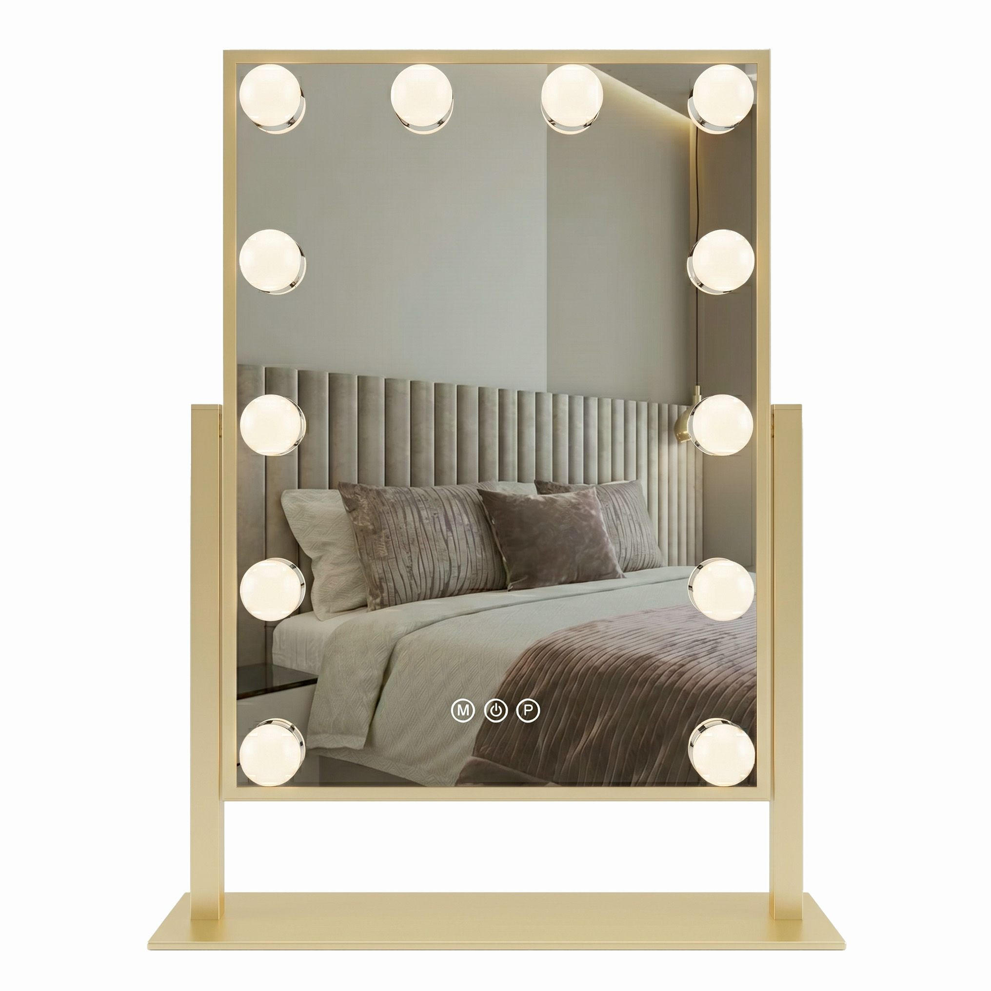 SPIEGEL Rea Led Hollywood L.gold 30x40 - Goldfarben, Glas (30/47.5/12cm) - REA