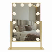SPIEGEL Rea Led Hollywood L.gold 30x40 - Goldfarben, Glas (30/47.5/12cm) - REA
