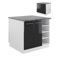 KÜCHENINSEL Fame-Line Anthrazit Hochglanz/Weiß 90 cm ohne AP - Dunkelgrau/Anthrazit, Holzwerkstoff (90/82/82cm) - Vicco