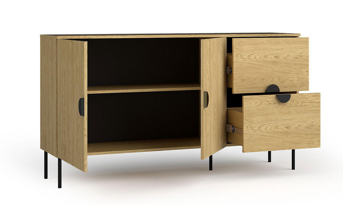 KOMMODE Mond Eiche Baltic 159 / 40 / 87cm - Eichefarben, Holz/Holzwerkstoff (159/87/40cm) - Feldmann-Wohnen