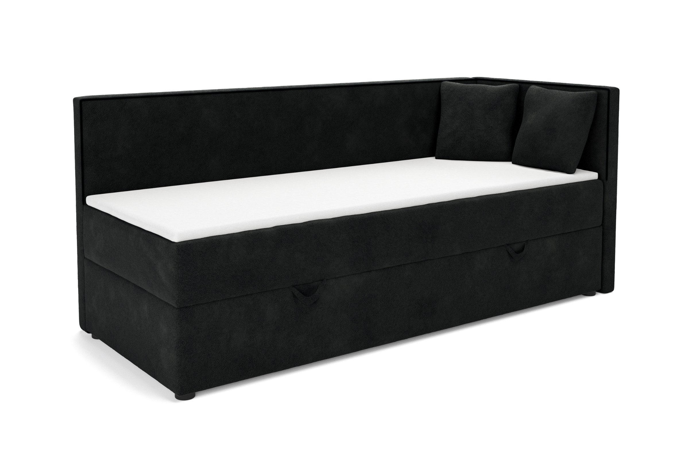 BOXBETT GINA 90/200 in Boucle Schwarz H4 - Schwarz, Holz/Holzwerkstoff (90/200cm) - Deine Möbel 24