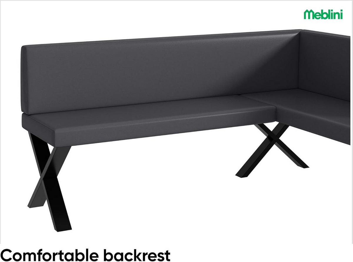 ECKBANK TONI_X - Grau, Leder (128/168cm) - Meblini