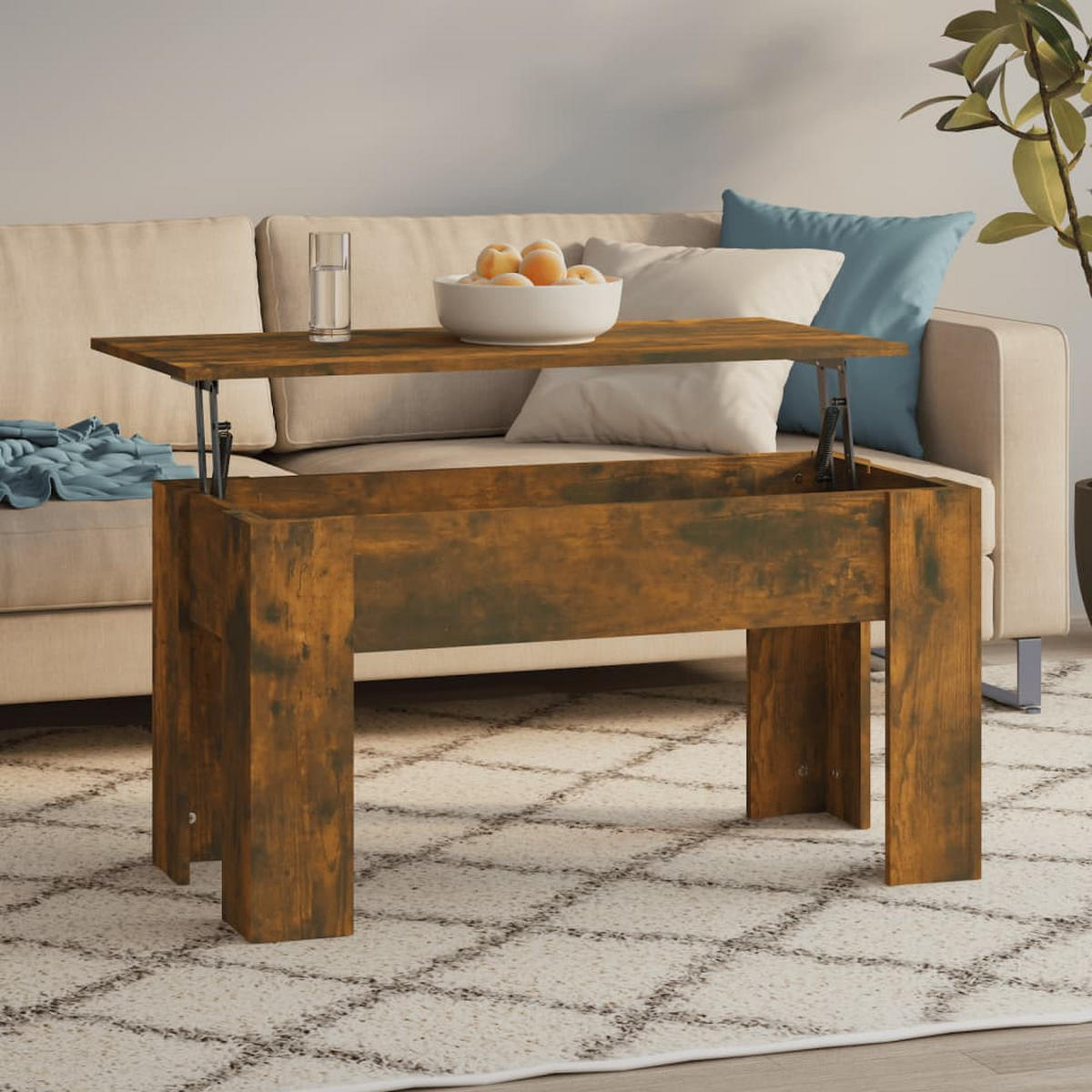 COUCHTISCH Räuchereiche 101x49x52 cm Holzwerkstoff - Braun, Holzwerkstoff (101/49/52cm) - furnicato