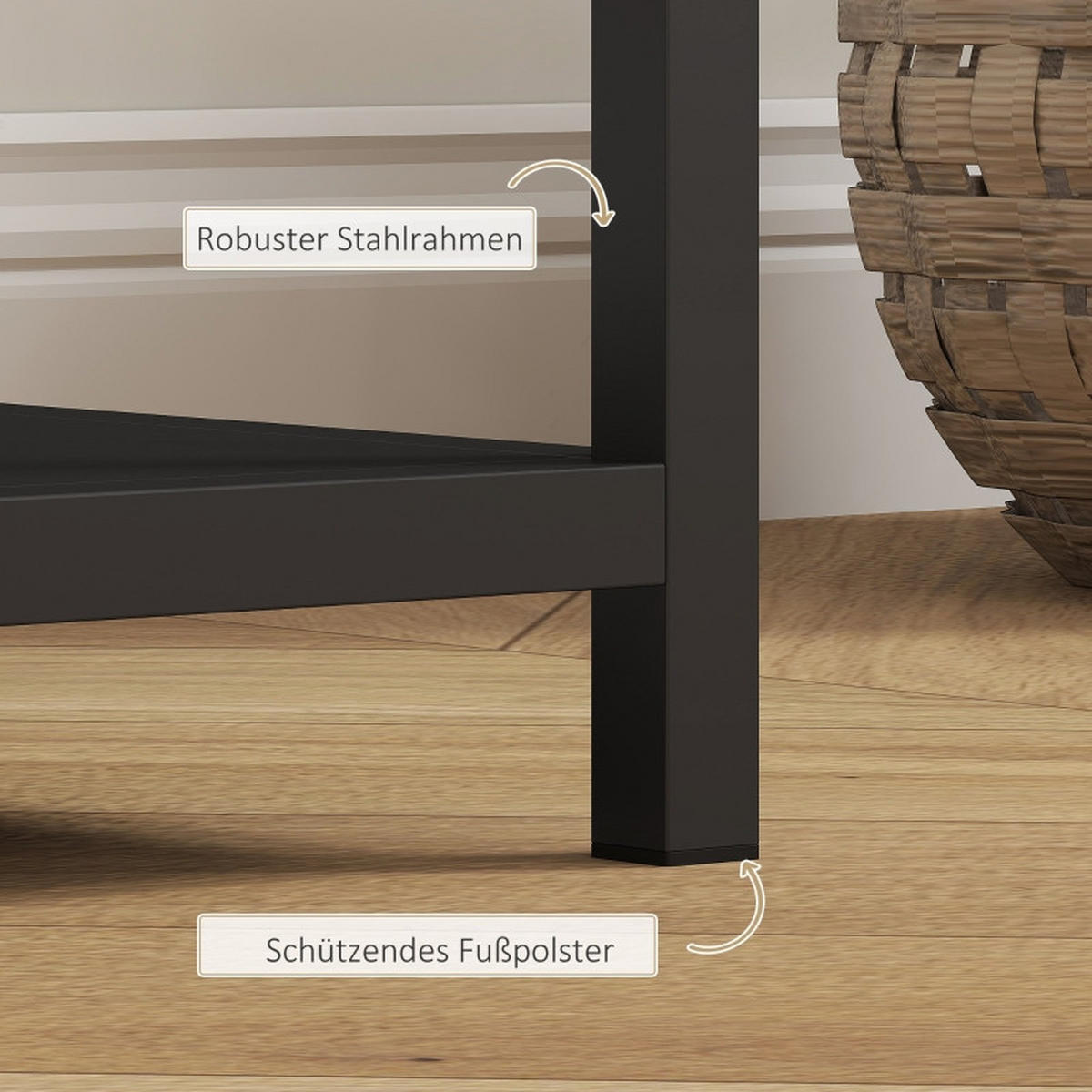 COUCHTISCH Schwarz 110x30x75 cm mit 4 Ablagen - Multicolor, Metall (110/30/75cm) - SHOPENTRA