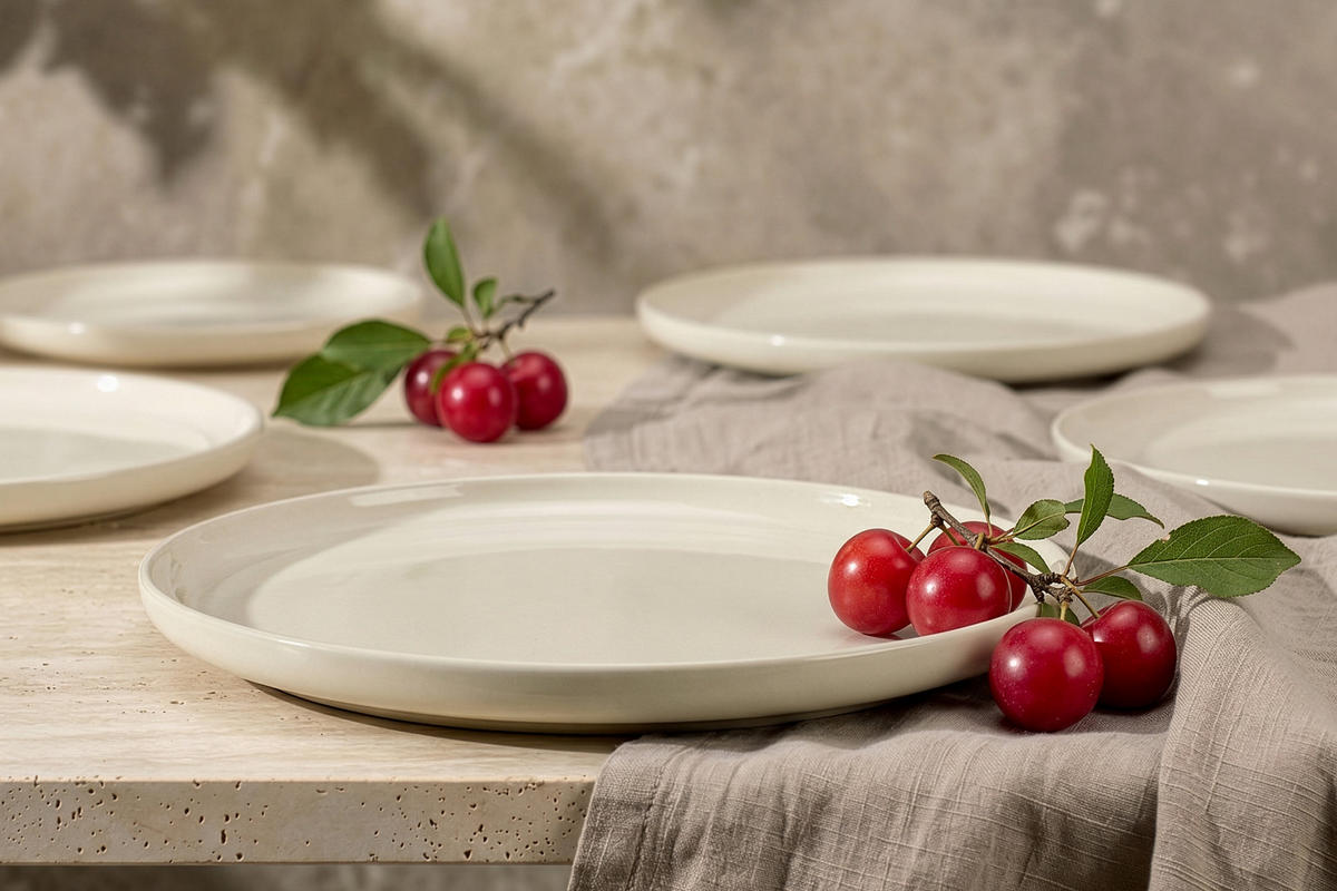 TAFELSERVICE VICTO 6 Personen 12-tlg - Beige, Keramik (27/2/27cm) - KONSIMO®