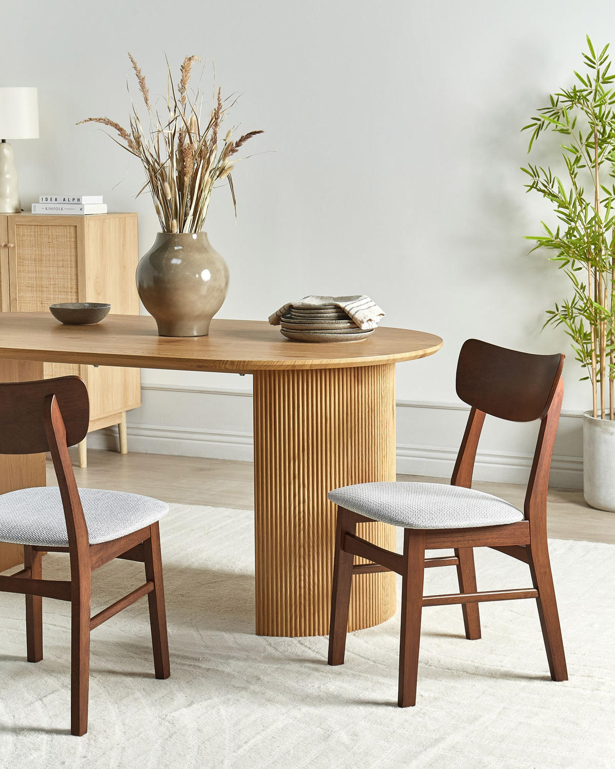 ESSZIMMERSTUHL 2er-Set Holz Braun/Grau Anoka - Hellgrau, Holz (45/80/50cm) - Beliani
