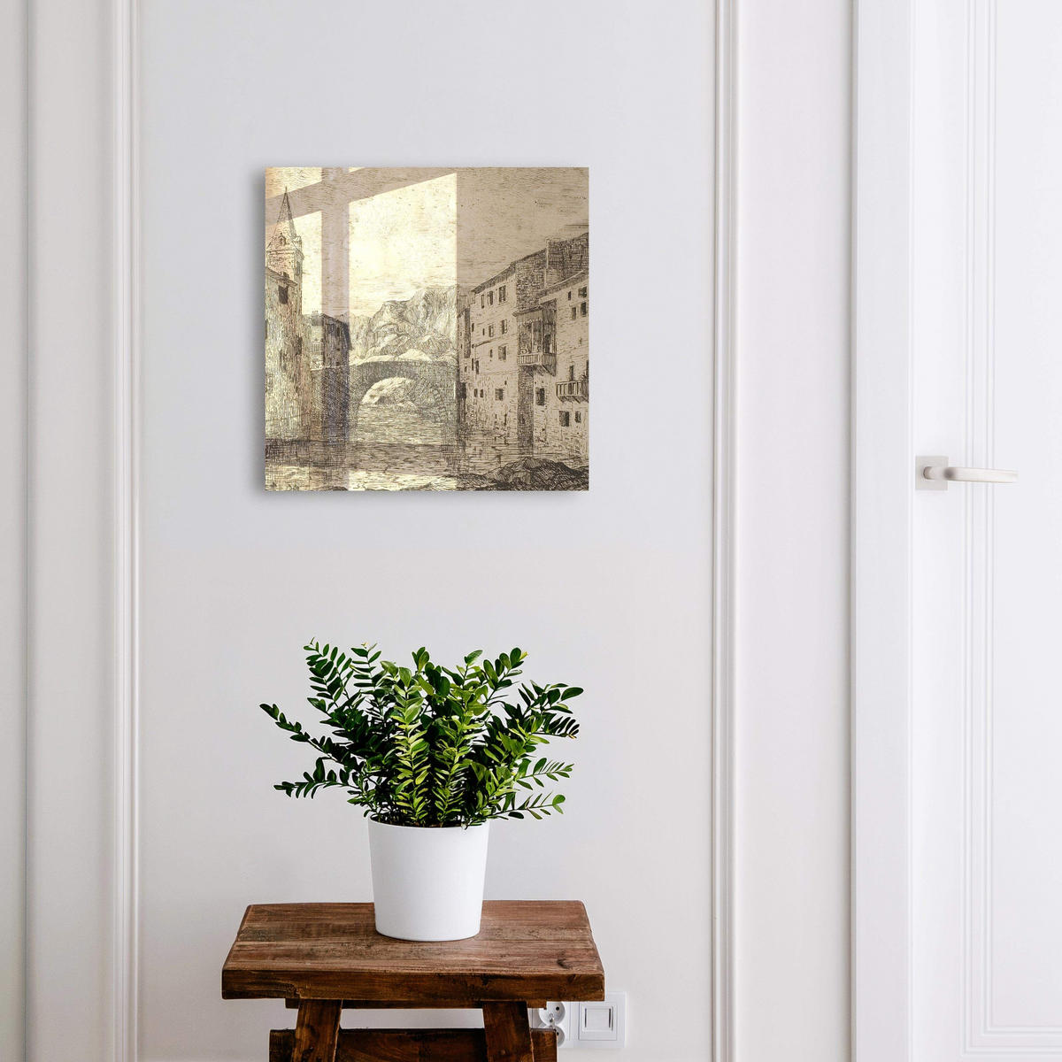 SCHLÜSSELBOX Schwarz 30x30 cm- Türöffnung nach rechts - Antike Atmosphäre - Beige, Metall (30/30/5cm) - TULUP