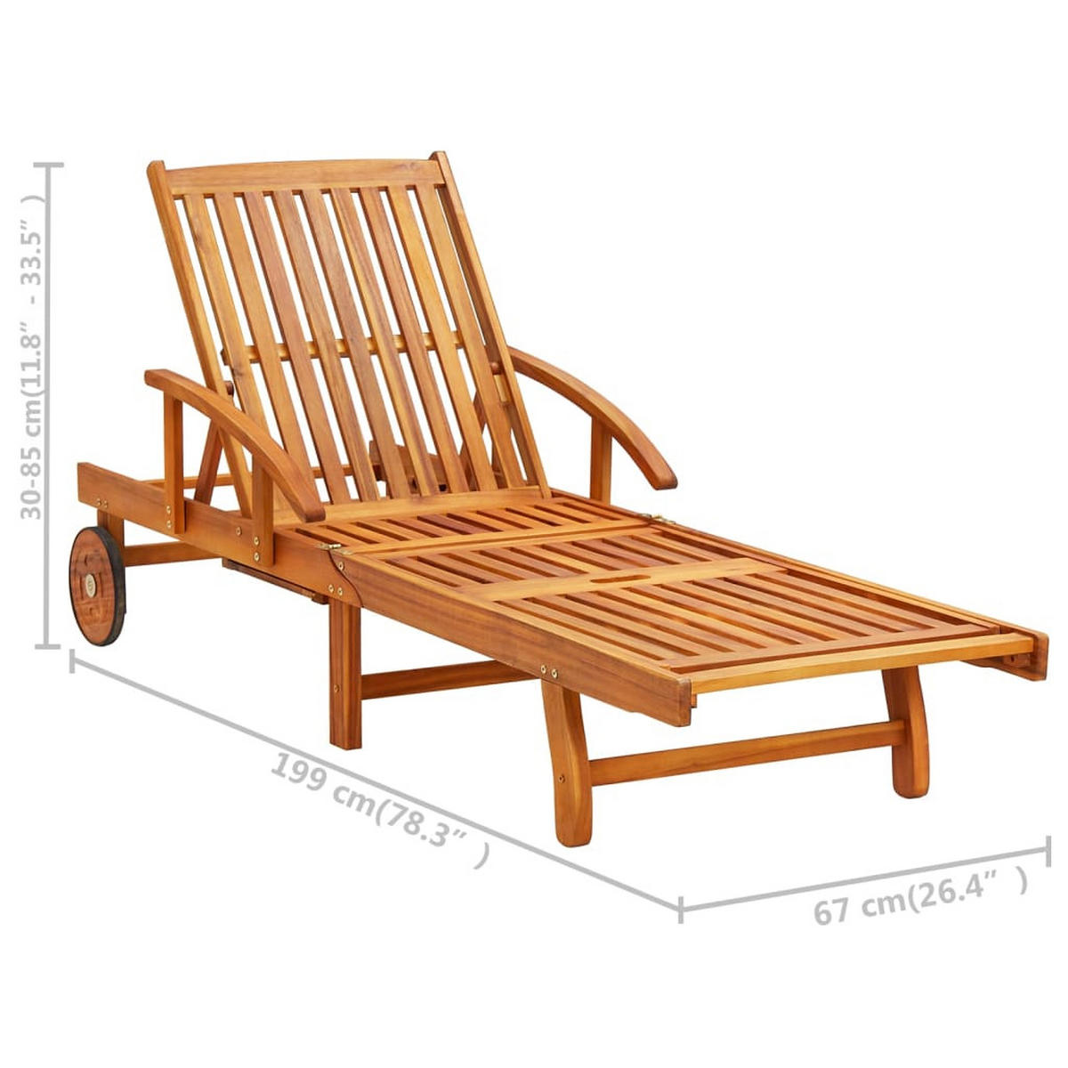 SONNENLIEGEN 2er set Mit Tisch Und Auflagen Massivholz Akazie - Grau, Holz/Textil (40/40/40cm) - vidaXL