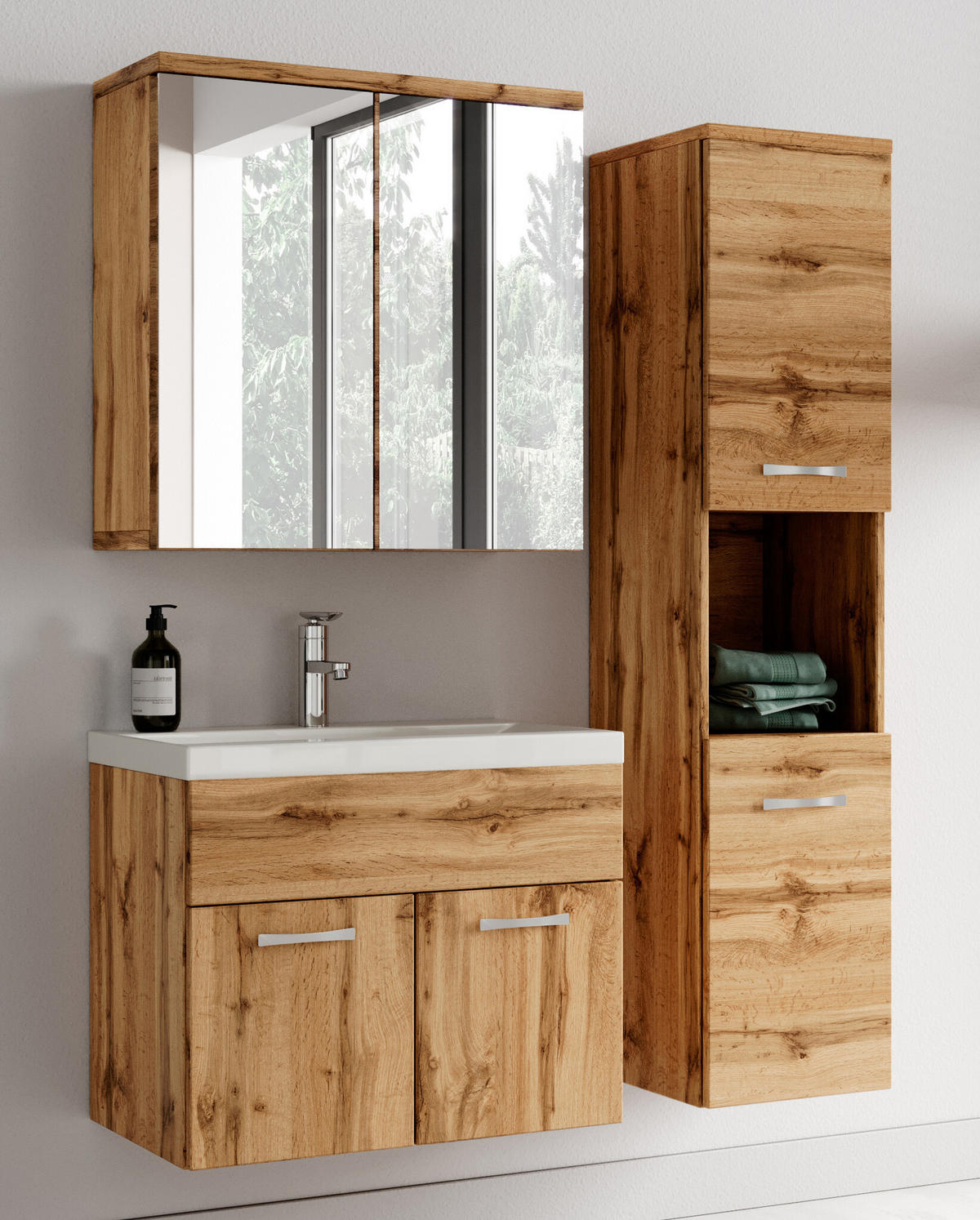 BADMÖBEL-SET Montreal 3 Teile Eiche - 60 x 35 x 51 cm - Eichefarben, Holz (60/53/35cm) - Badplaats