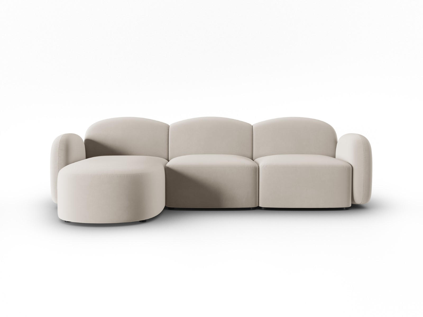 ECKSOFA links Blair aus Samt leichtes beige 4 Sitzplätze - Beige, Textil (155/272cm) - Micadoni