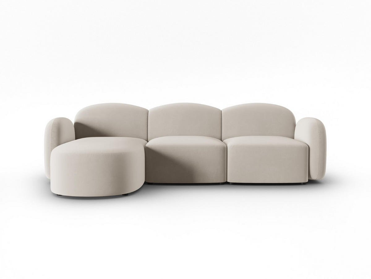 ECKSOFA links Blair aus Samt leichtes beige 4 Sitzplätze - Beige, Textil (155/272cm) - Micadoni