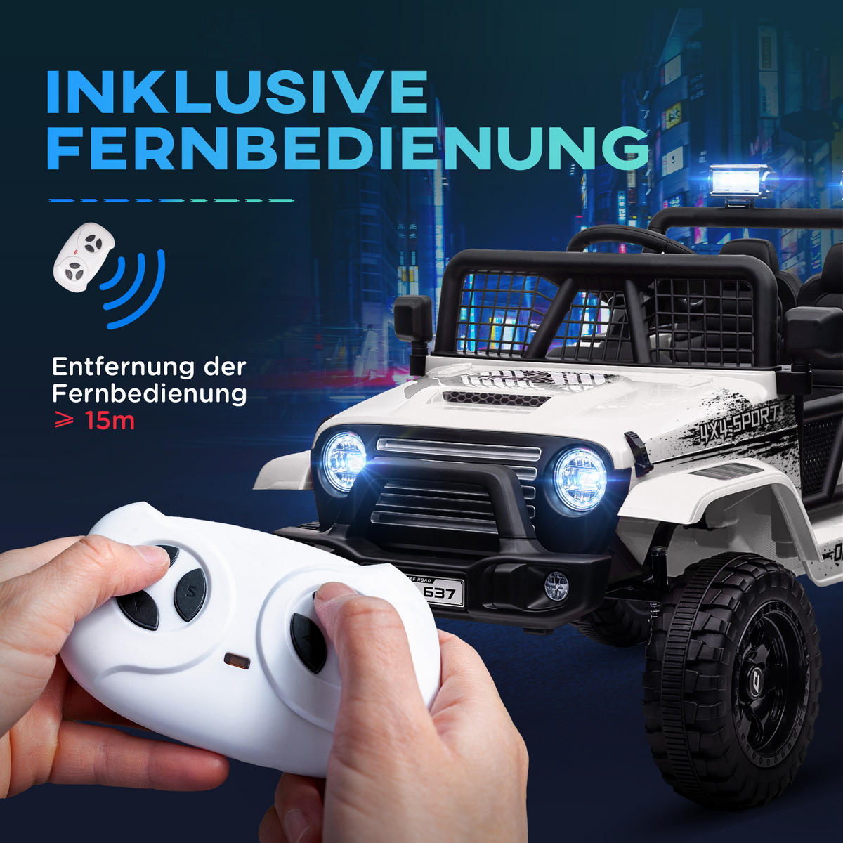 KINDER Elektroauto - Weiß, Metall (109/67/68.5cm) - AIYAPLAY