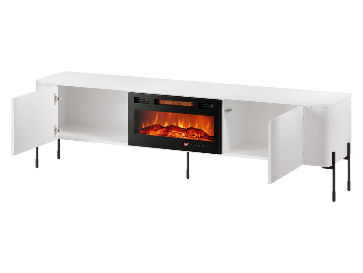 TV-LOWBOARD Vera 190 EF mit Kamin - Kaschmir/Schwarz, Holzwerkstoff/Metall (190/55/40cm) - MIRJAN24
