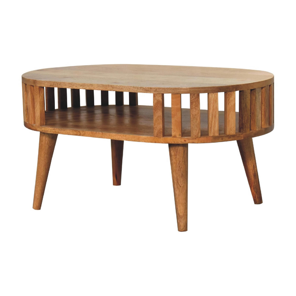 COUCHTISCH aus Massivholz - Kastanienfarben/Messingfarben, Holz/Metall (50/80/40cm) - Artisan Furniture