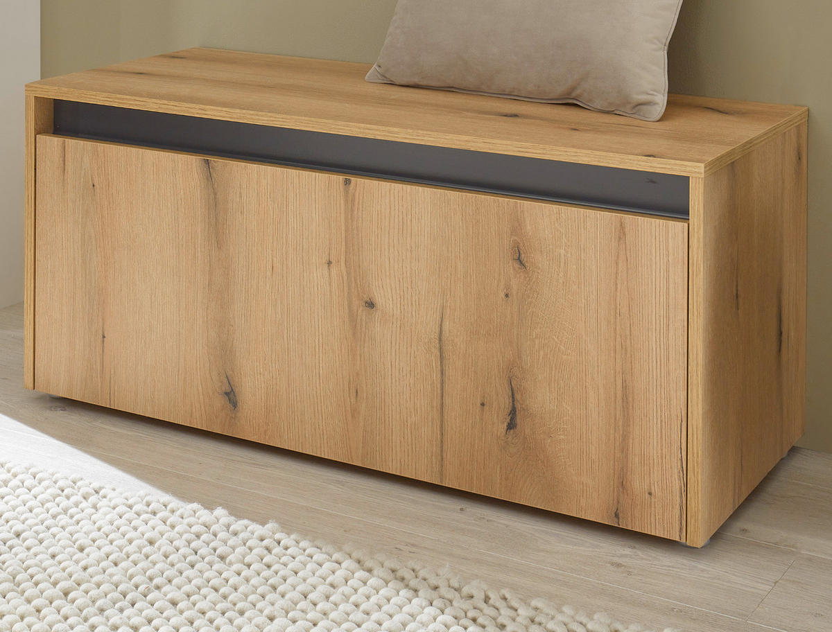 GARDEROBE Sitzbank in Evoke Eiche und grau Garderobenbank 100 cm Center - Eichefarben/Schwarz, Holzwerkstoff/Kunststoff (100/45/45cm) - Furn.Design