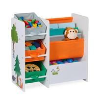 KINDERREGAL - Multicolor, Holzwerkstoff/Textil (64/64/30cm) - Relaxdays