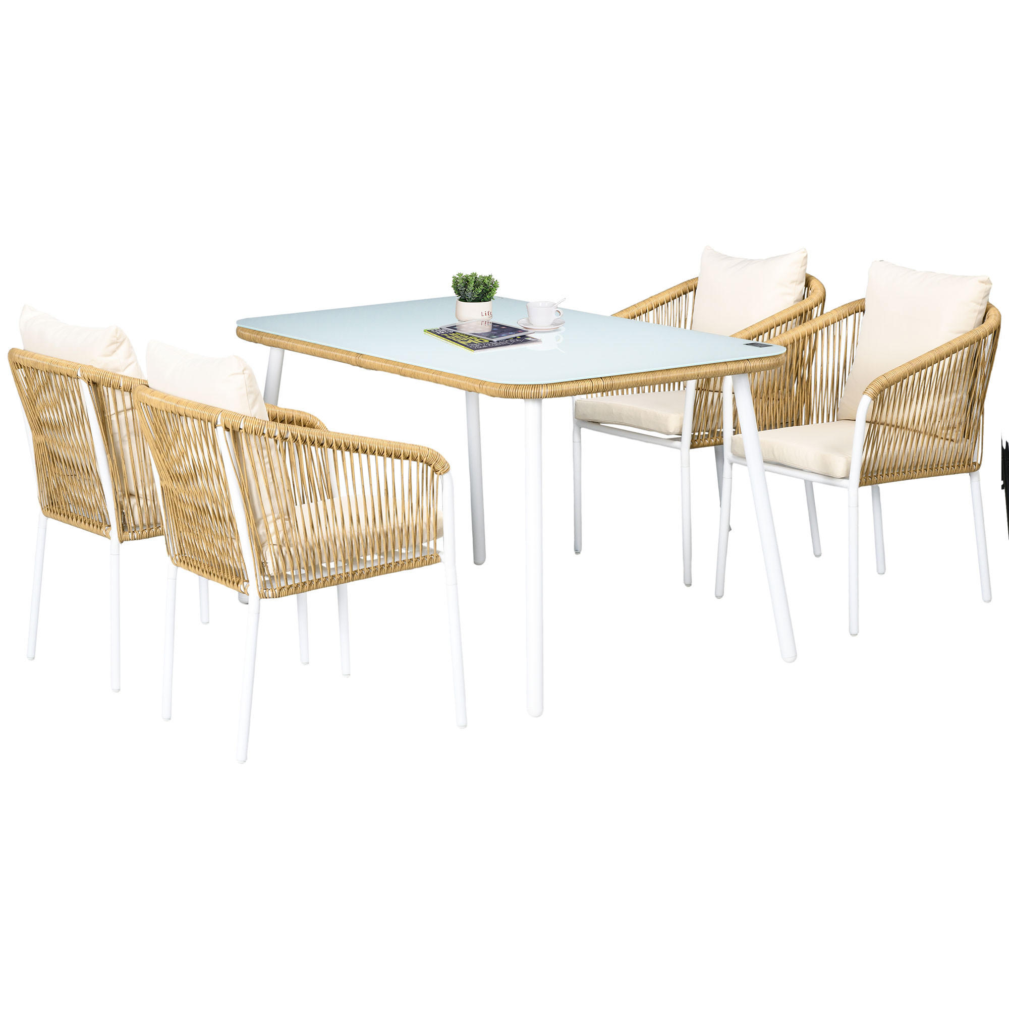 GARTENMÖBEL Set, PE-Rattan, Alu, Gelb - Gelb, Kunststoff - Outsunny